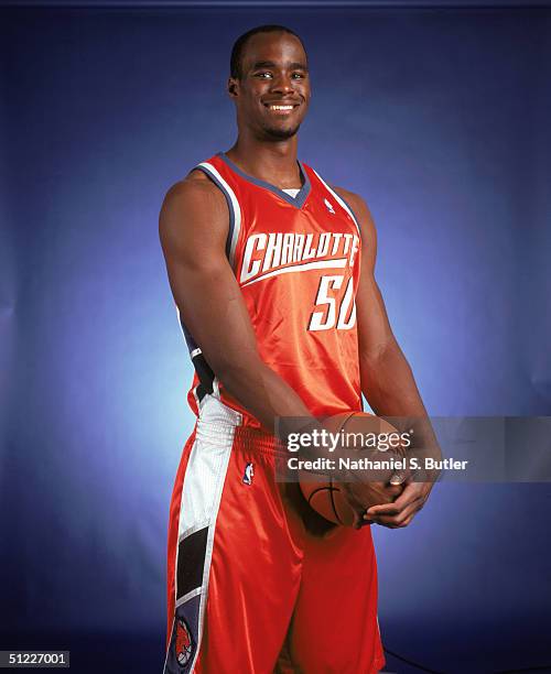 Emeka Okafor of the Charlotte Bobcats poses for a portrait at the University of North Florida on July 26, 2004 in Jacksonville, Florida. NOTE TO...