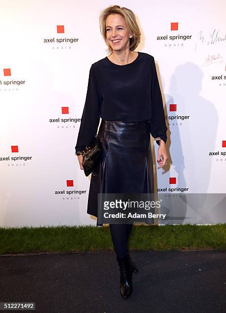 Julia Jaekel arrives for the presentation of the first Axel Springer Award on February 25, 2016 in Berlin, Germany.