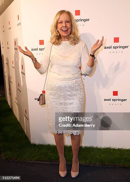 Catherine von Fuerstenberg-Dussmann arrives for the presentation of the first Axel Springer Award on February 25, 2016 in Berlin, Germany.