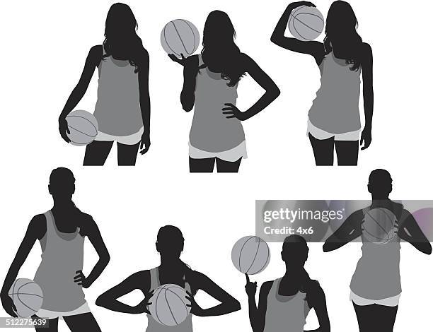 female basketball player - waist up stock illustrations