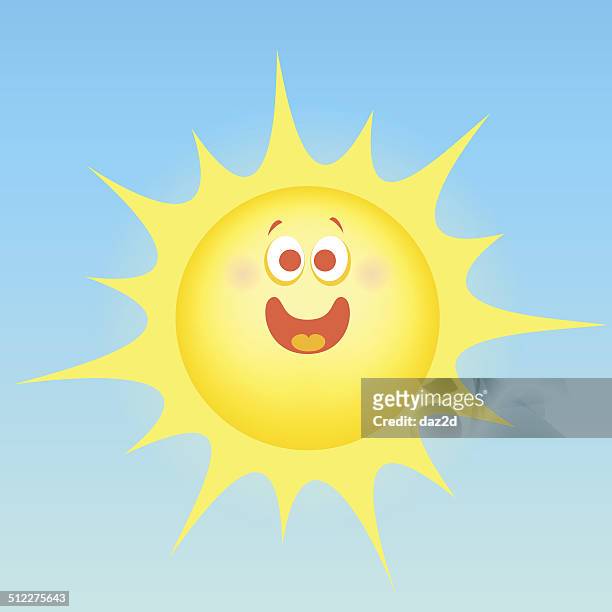 cartoon funny sun - face surprise heat stock illustrations