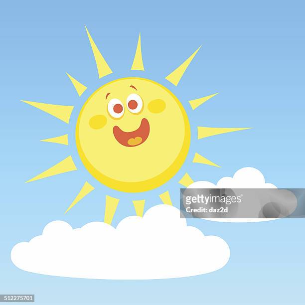 cartoon sun and clouds - face surprise heat stock illustrations