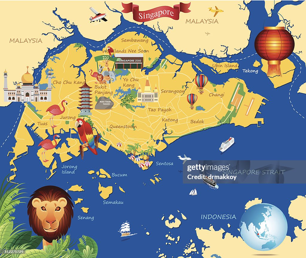Cartoon map of Singapure