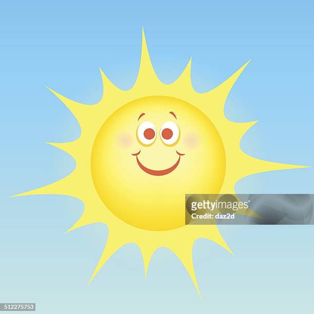 cartoon cute sun - face surprise heat stock illustrations