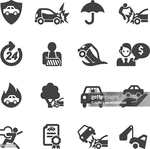 ilustraciones, imágenes clip art, dibujos animados e iconos de stock de seguro de coche silueta iconos/eps10 - brazo fracturado