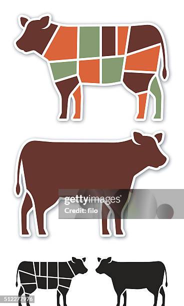 cow beef cuts - beef stock illustrations