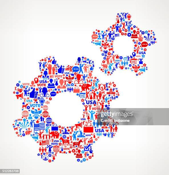 stockillustraties, clipart, cartoons en iconen met gears vote and elections usa patriotic icon pattern - presidentieel debat