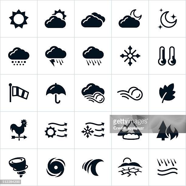 ilustraciones, imágenes clip art, dibujos animados e iconos de stock de clima y catástrofe natural los iconos - hurricane storm