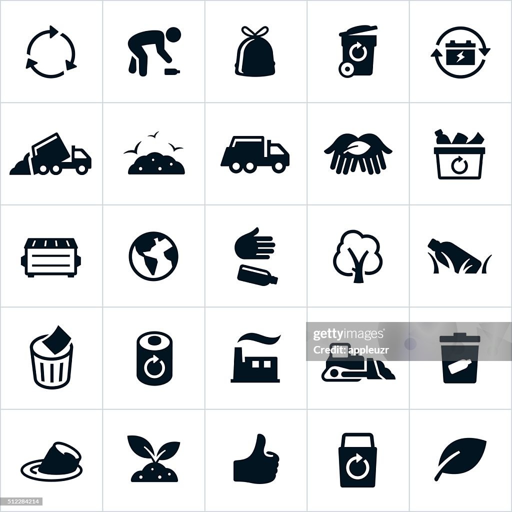 Reciclar los iconos de gestión de residuos y