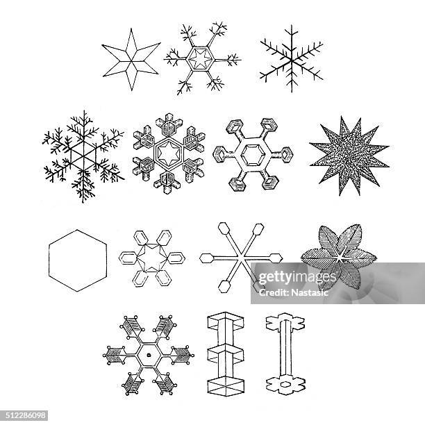 stockillustraties, clipart, cartoons en iconen met snowflakes set - ijskristal