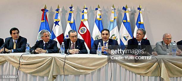 El presidente electo de Panama, Martin Torrijos y los presidentes de Honduras, Ricardo Maduro, de Costa Rica, Abel Pacheco, de El Salvador, Antonio...