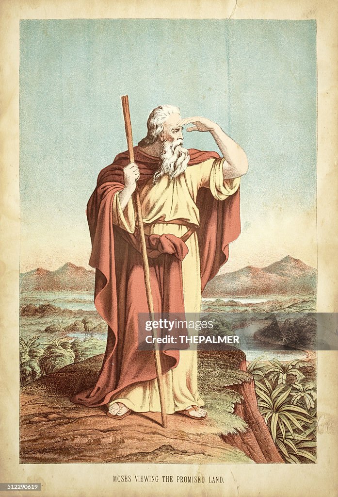 Moses ver el prometido tierra de grabado