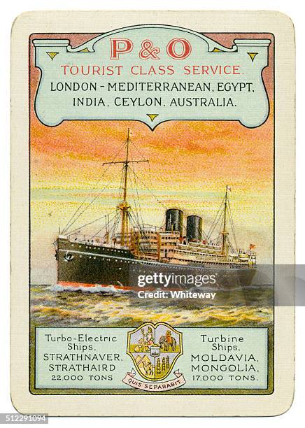playing card advertising p&o tourist class service 1930 - 1930 bildbanksfoton och bilder