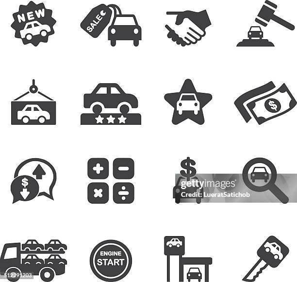 autohandlung silhouette icons/eps10 - börsenhändler stock-grafiken, -clipart, -cartoons und -symbole