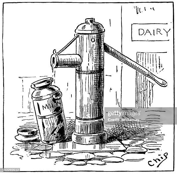 water pump and milk churn - public utility stock illustrations