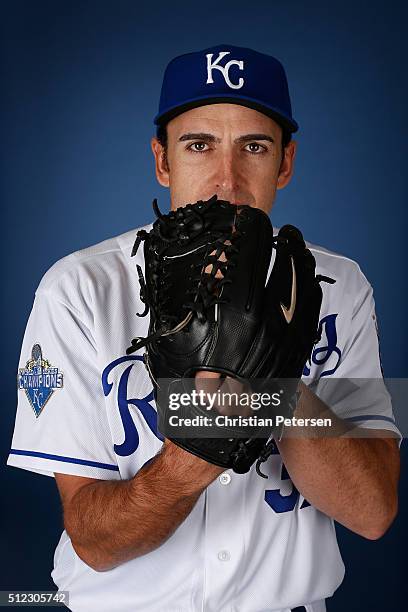 Pitcher John Lannan of the Kansas City Royals poses for a portrait during spring training photo day at Surprise Stadium on February 25, 2016 in...