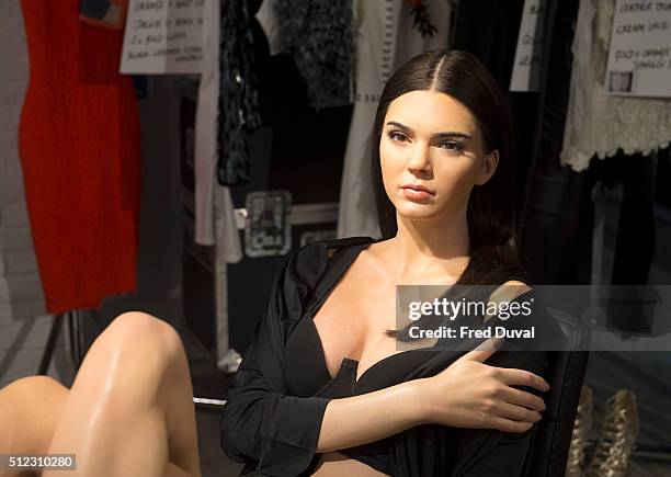 Kendall Jenner wax work at Madame Tussauds on February 23, 2016 in London.