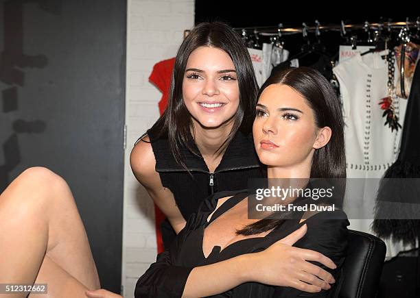 Kendall Jenner Visits Her New Wax Figure At Madame Tussauds on February 23, 2016 in London.
