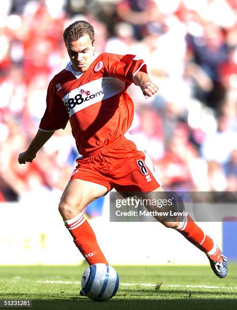 Szilard Nemeth of Middlesbrough in action during the FA Barclays Premiership match between Middlesbrough and Crystal Palace at The Riverside Stadium...