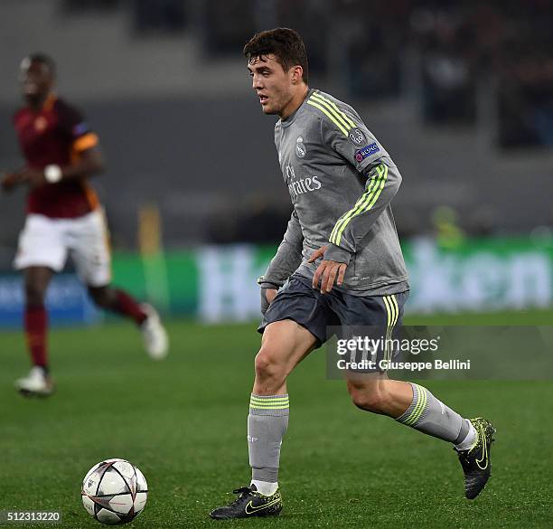 Mateo Kovacic of Real Madrid CF in action during the UEFA Champions League Round of 16 First Leg match between AS Roma and Real Madrid CF at Stadio...