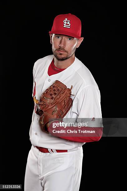 Jeremy Hefner of the St. Louis Cardinals poses for a photograph at Spring Training photo day at Roger Dean Stadium on February 25, 2016 in Jupiter,...