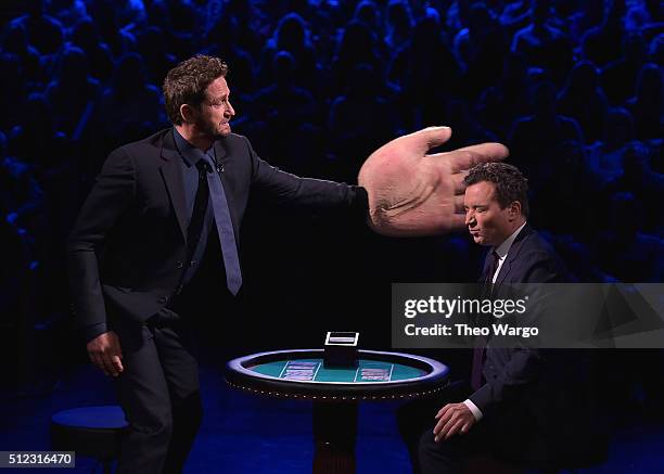 Gerard Butler Visits "The Tonight Show Starring Jimmy Fallon" at NBC Studios on February 25, 2016 in New York City.