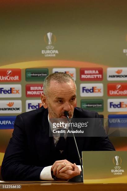 Head coach of Lazio Stefano Pioli holds a press conference after the UEFA Europa League, Round of 32 second leg match between SK Galatasaray and SS...