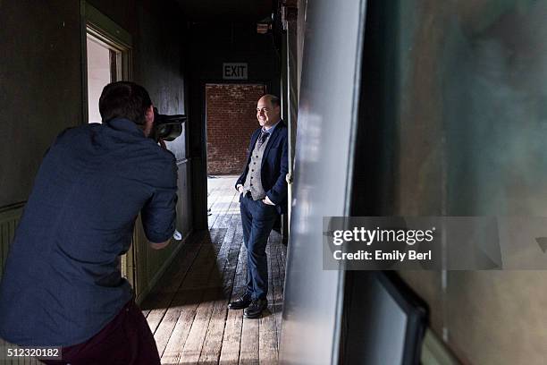 Matthew Weiner is photographed behind the scenes of The Hollywood Reporter Drama Showrunner Roundtable for The Hollywood Reporter on April 17, 2014...