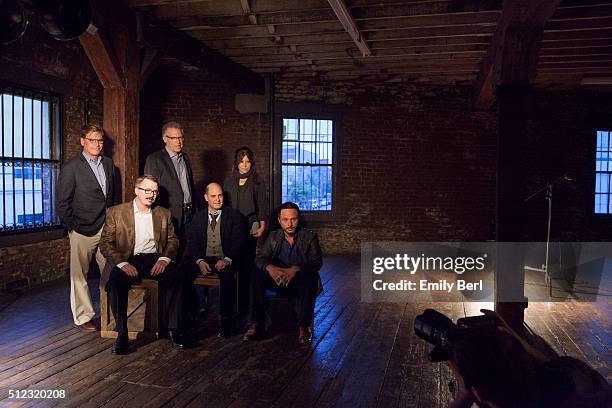 Ann Biderman, Carlton Cuse, Vince Gilligan, Nic Pizzolatto, Aaron Sorkin, and Matthew Weiner are photographed behind the scenes of The Hollywood...
