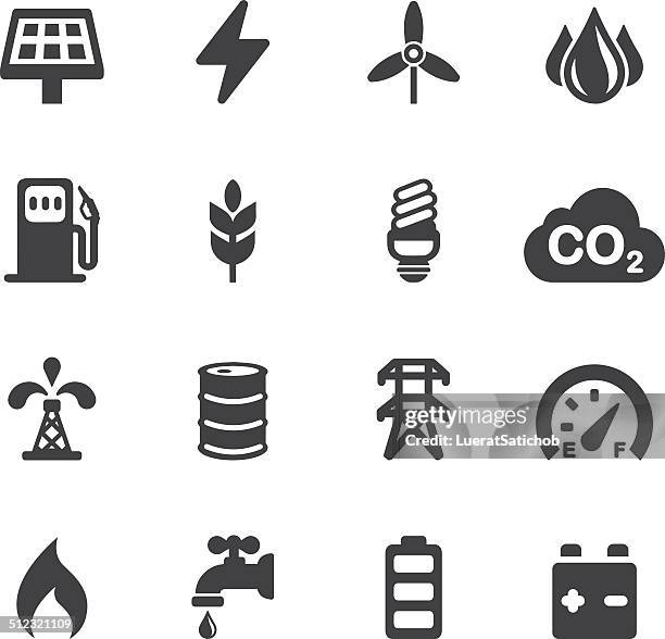 energy and industry silhouette icons | eps10 - carbon dioxide stock illustrations