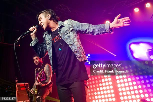Singer Kellin Quinn of the American band Sleeping with Sirens performs live during a concert at the Postbahnhof on February 23, 2016 in Berlin,...