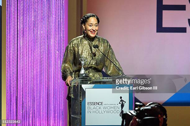 Actress Tracee Ellis Ross speaks onstage during the 2016 ESSENCE Black Women In Hollywood awards luncheon at the Beverly Wilshire Four Seasons Hotel...