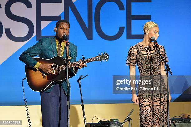 Recording artist Leon Bridges speaks onstage during the 2016 ESSENCE Black Women In Hollywood awards luncheon at the Beverly Wilshire Four Seasons...