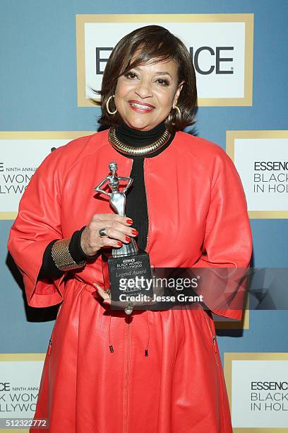 Honoree Debbie Allen poses with an award during the 2016 ESSENCE Black Women In Hollywood awards luncheon at the Beverly Wilshire Four Seasons Hotel...