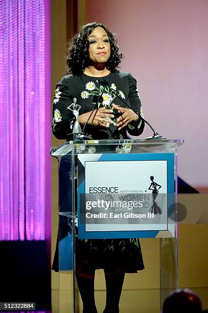 Writer/producer Shonda Rhimes speaks onstage during the 2016 ESSENCE Black Women In Hollywood awards luncheon at the Beverly Wilshire Four Seasons...