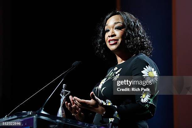 Writer/producer Shonda Rhimes speaks onstage during the 2016 ESSENCE Black Women In Hollywood awards luncheon at the Beverly Wilshire Four Seasons...