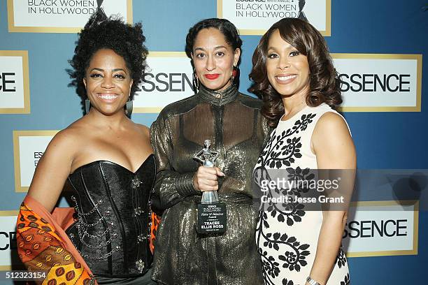 Rhonda Ross Kendrick, Tracee Ellis Ross, and SVP, Drama Development at ABC Studios Channing Dungey attend the 2016 ESSENCE Black Women In Hollywood...