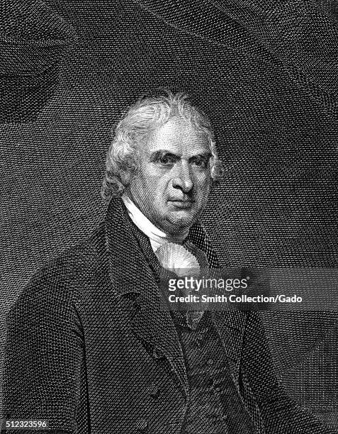 An engraving from a portrait of George Clinton, served as New York governor for 21 years and was the fourth Vice President of the United States, New...