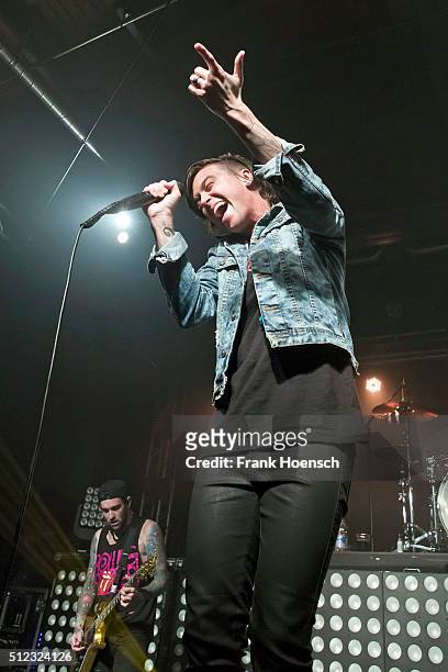 Singer Kellin Quinn of the American band Sleeping with Sirens performs live during a concert at the Postbahnhof on February 23, 2016 in Berlin,...