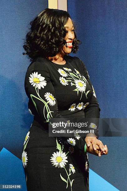 Writer/producer Shonda Rhimes appears onstage Women In Hollywood awards luncheon at the Beverly Wilshire Four Seasons Hotel on February 25, 2016 in...