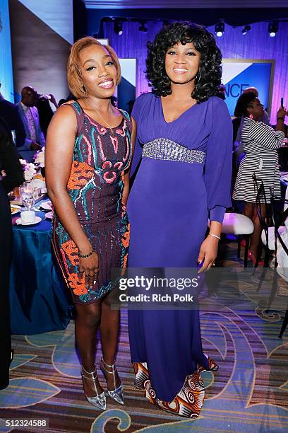 Recording artist Estelle and guest attend the 2016 ESSENCE Black Women In Hollywood awards luncheon at the Beverly Wilshire Four Seasons Hotel on...