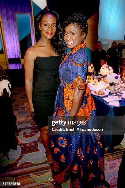 Actress Tika Sumpter and guest attend the 2016 ESSENCE Black Women In Hollywood awards luncheon at the Beverly Wilshire Four Seasons Hotel on...