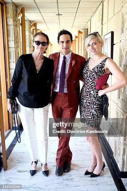 Vogue & Teen Vogue editor Lisa Love, fashion designer Zac Posen and painter Rosson Crow attend the M.A.C Cosmetics Zac Posen luncheon at the Ennis...