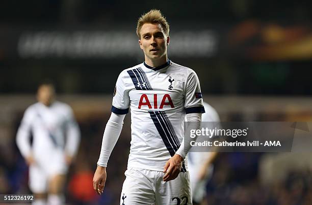 Christian Eriksen of Tottenham Hotspur during the UEFA Europa League match between Tottenham Hotspur and Fiorentina at White Hart Lane on February...