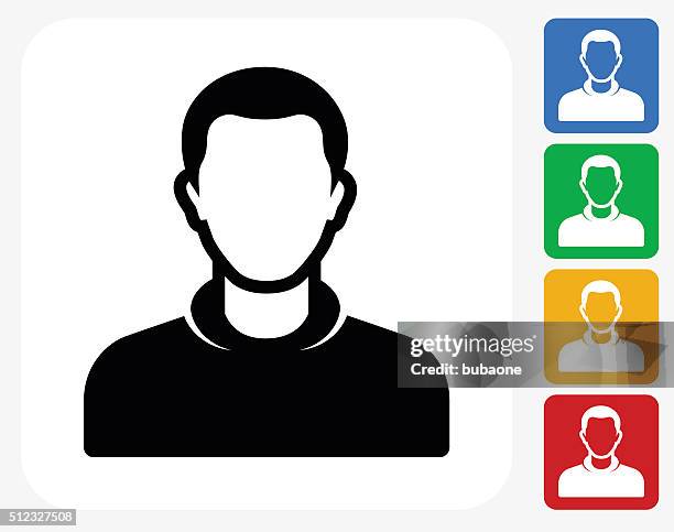 male face icon flat graphic design - turtle neck sweater stock illustrations