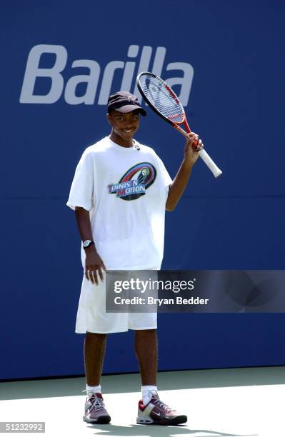 Tennis Player Donald Young plays a game to raise money for chairty during Arthur Ashe day at the US Open August 28, 2004 in New York City.