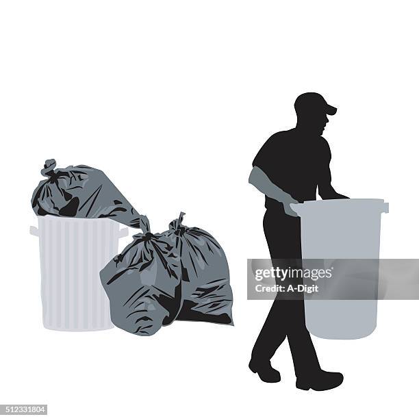 garbage day - guy-throwing-out-garbage-drawing stock illustrations