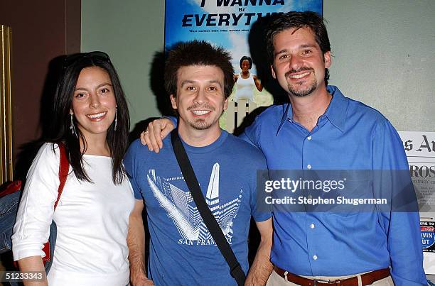 Guest Gloria Medel, Camera Operator Christian Olguin and Producer Greg Spotts attend the "American Jobs" premiere at the Laemmle Fairfax Theater on...