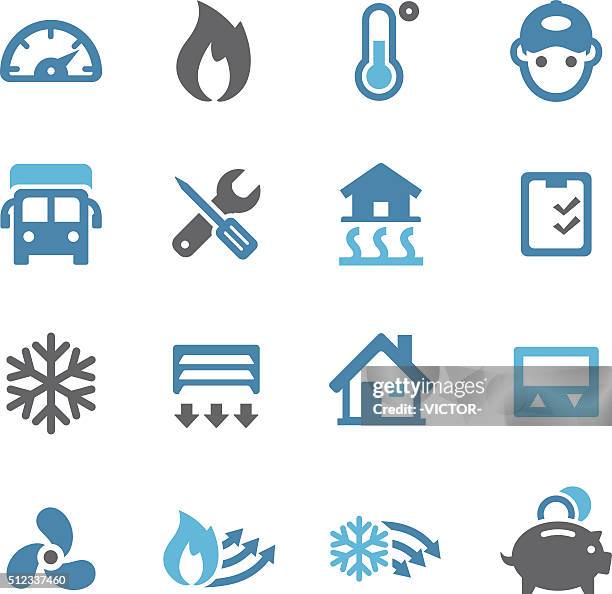 heating and cooling icons - conc series - air duct stock illustrations