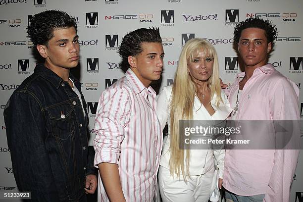 Frank Gotti, John Gotti, Victoria Gotti and Carmine Gotti arrive at a party for photographer David LaChapelle At Mansion nightclub August 28, 2004 in...